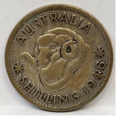 AUSTRALIA 1946 . ONE 1 SHILLING . VARIETY . DOT 